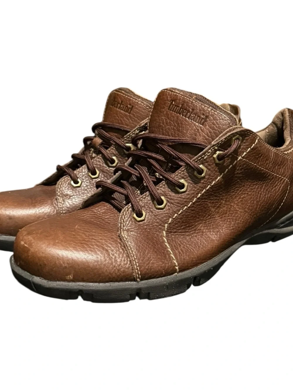 Timberland 52549 Men's 10.5 M Brown Leather Topstitched Lace Up Oxford Shoes